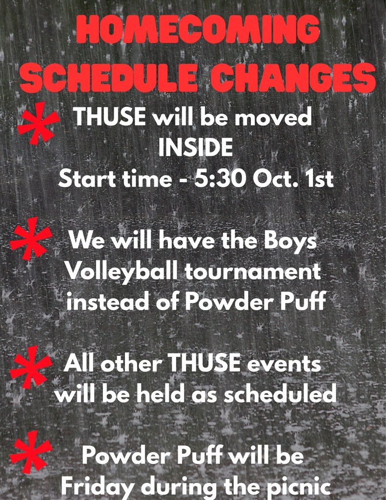 Publisher image for The weather is not cooperating with the plans for MHS Homecoming 2026. See the flyer for changes in THUSE.